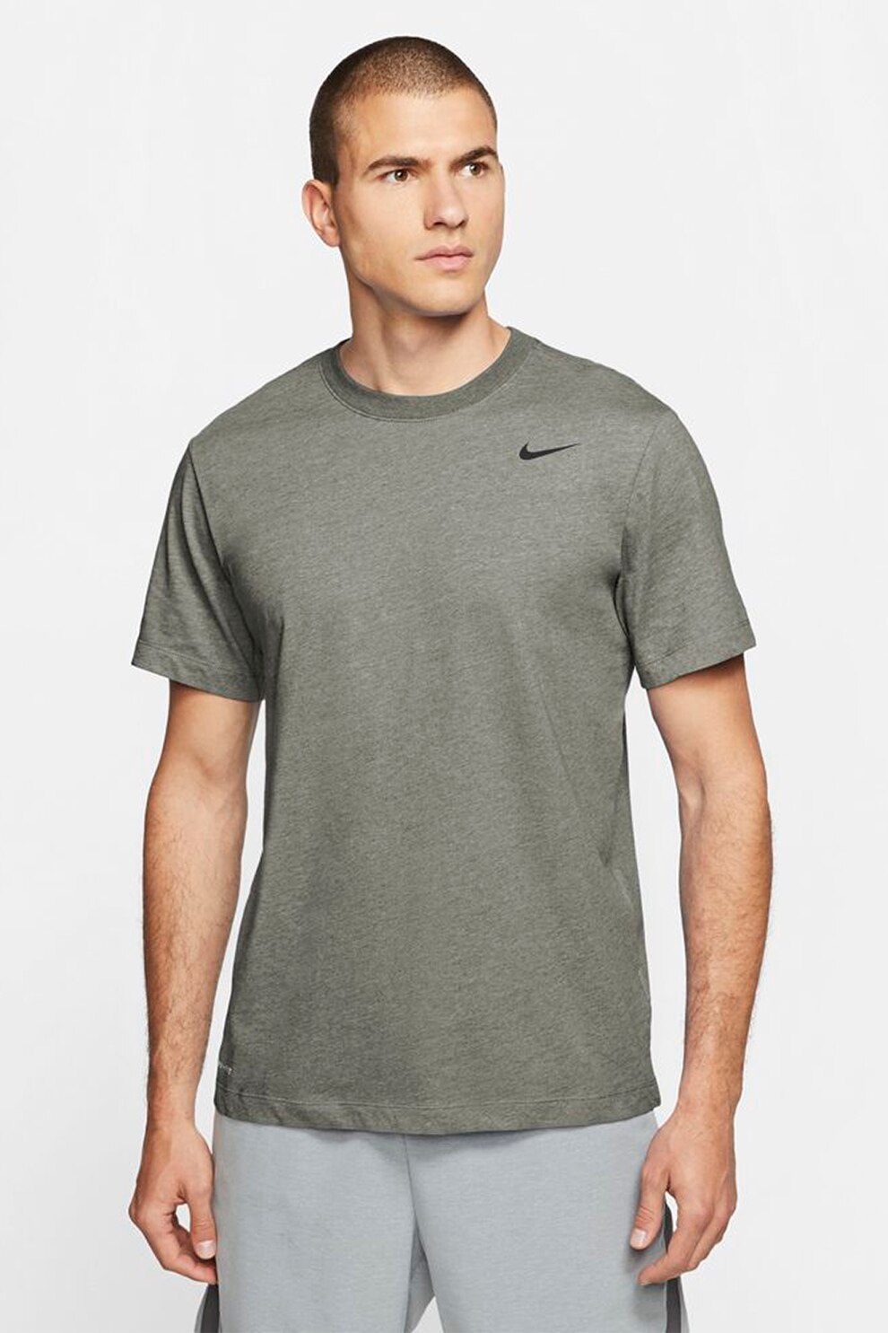 Nike, Tricou cu tehnologie Dri-Fit, pentru antrenament, Kaki