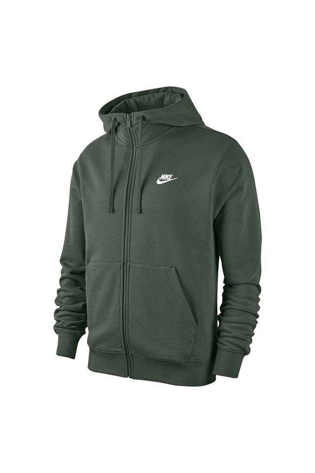 Nike, Hanorac cu fermoar si buzunare oblice Sportswear Club, Verde