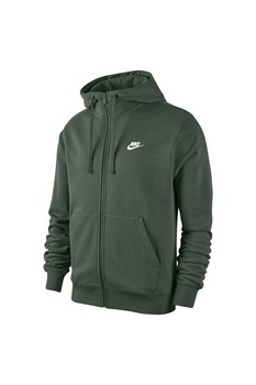 Nike, Hanorac cu fermoar si buzunare oblice Sportswear Club, Verde Nike, Hanorac cu fermoar si buzunare oblice Sportswear Club, Verde