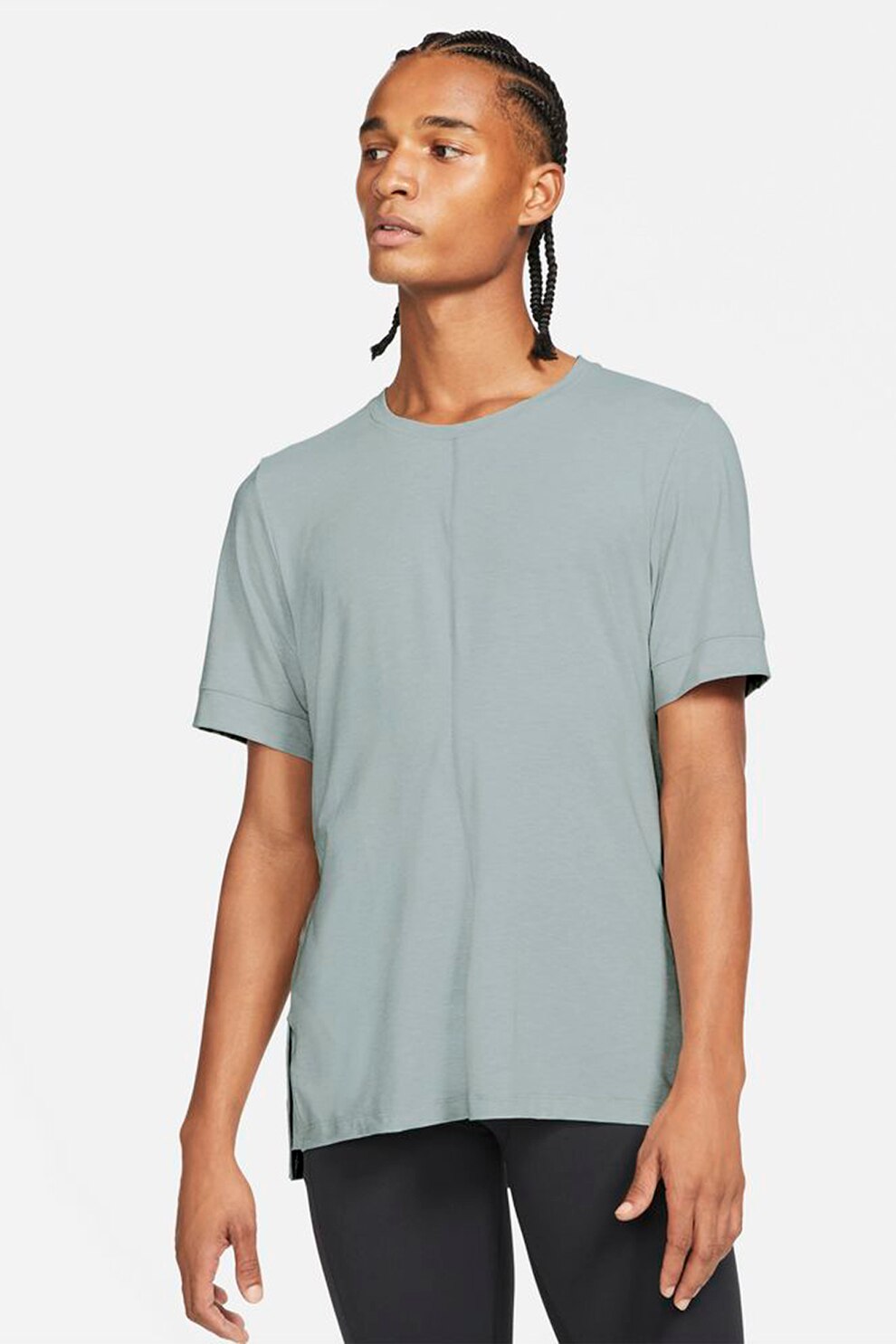 Nike, Tricou cu tehnologie Dri Fit, pentru yoga, Gri carbune