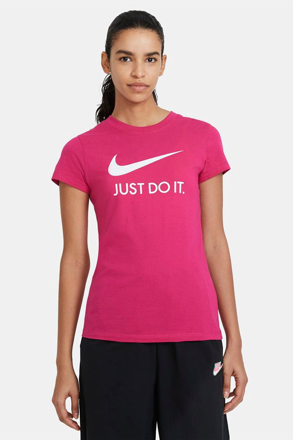 Nike, Tricou slim fit cu imprimeu logo Sportswear, Fucsia