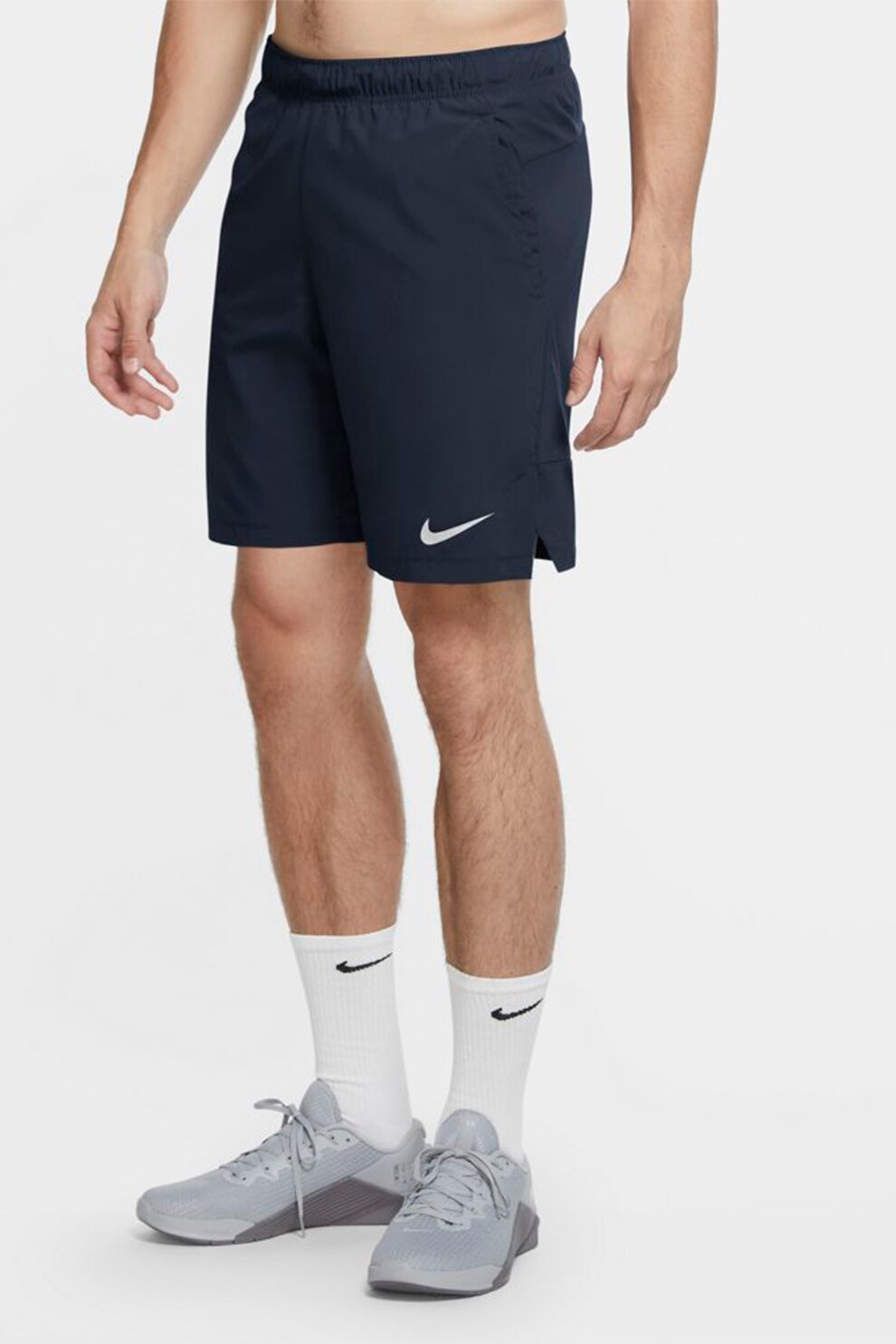 Nike, Bermude cu tehnologie Dri-Fit, pentru fitness Flex, Bleumarin inchis