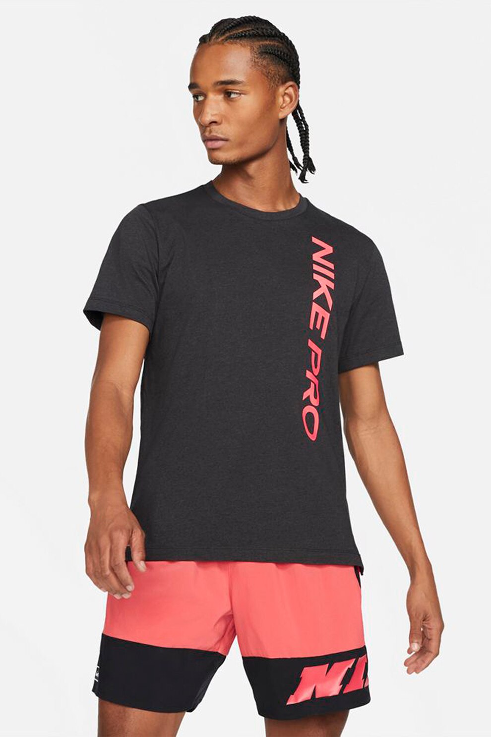 Nike, Tricou cu tehnologie Dri-Fit si imprimeu logo, pentru fitness, Negru stins