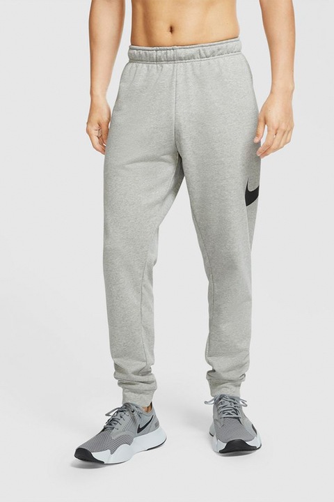 Nike, Pantaloni de trening cu tehnologie Dri-Fit, pentru fitness, Gri melange