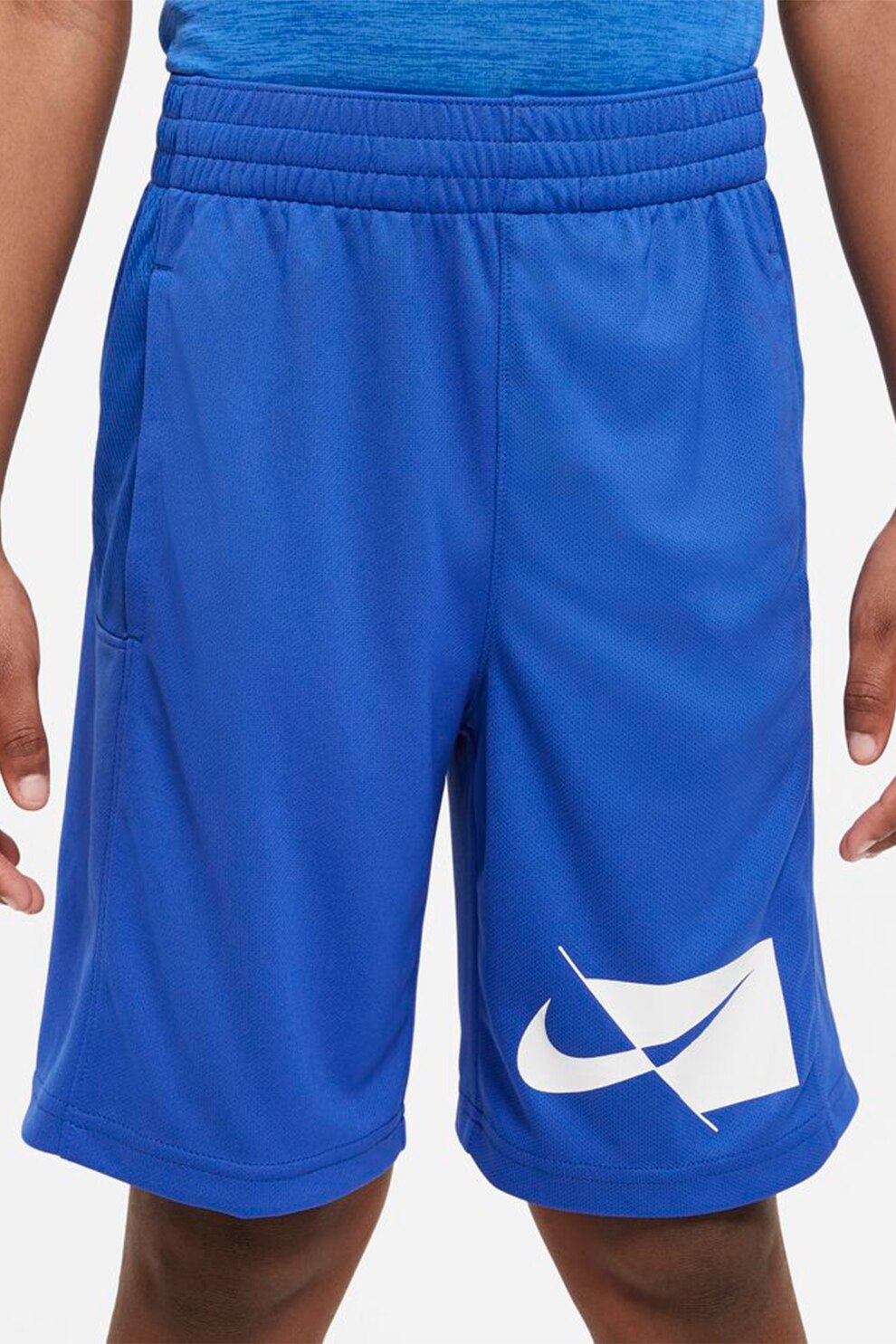 Nike, Pantaloni scurti cu buzunare laterale si tehnologie Dri-FIT pentru fitness, Albastru royal/Alb