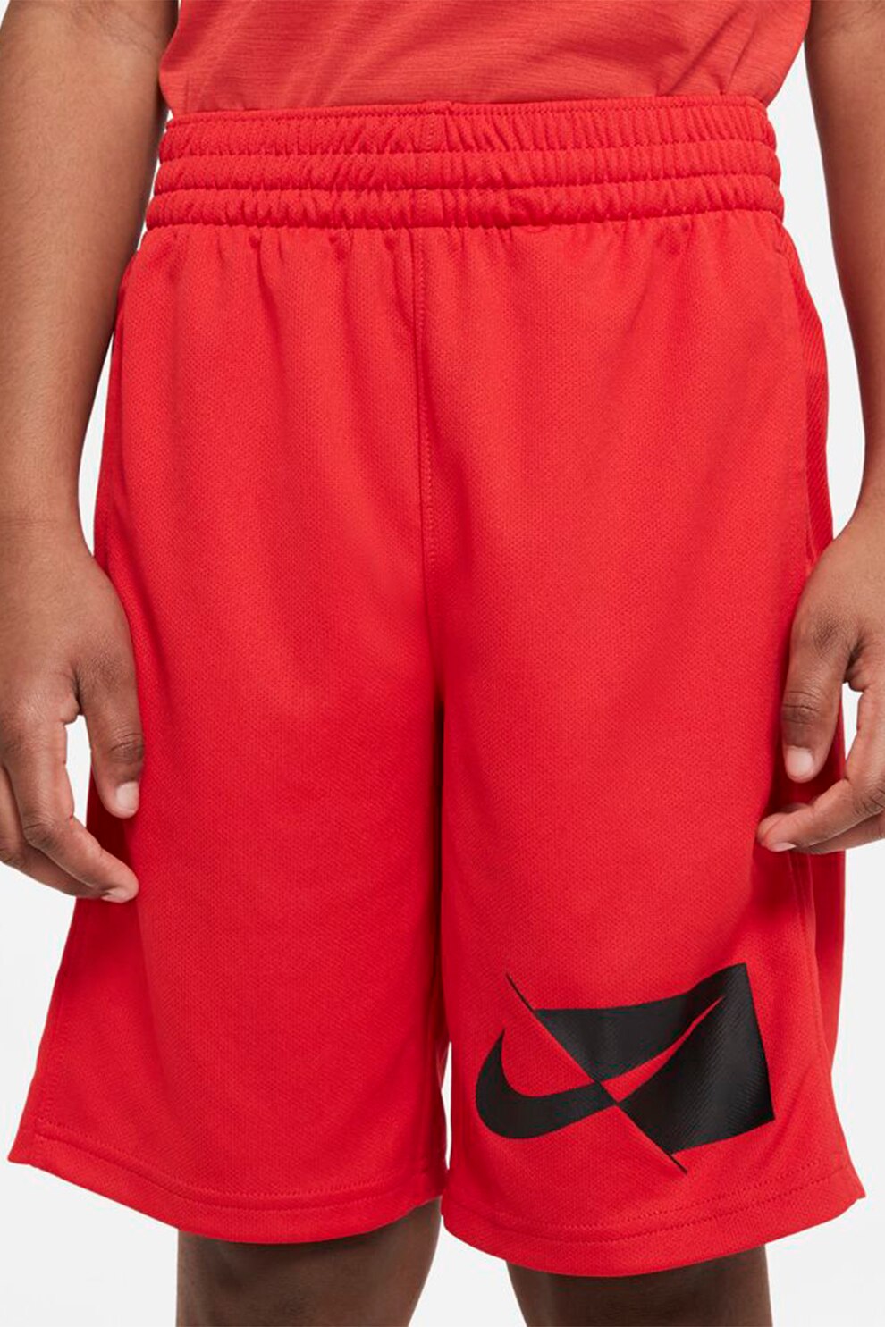 Nike, Pantaloni scurti cu buzunare laterale si tehnologie Dri-FIT pentru fitness, Rosu/Negru