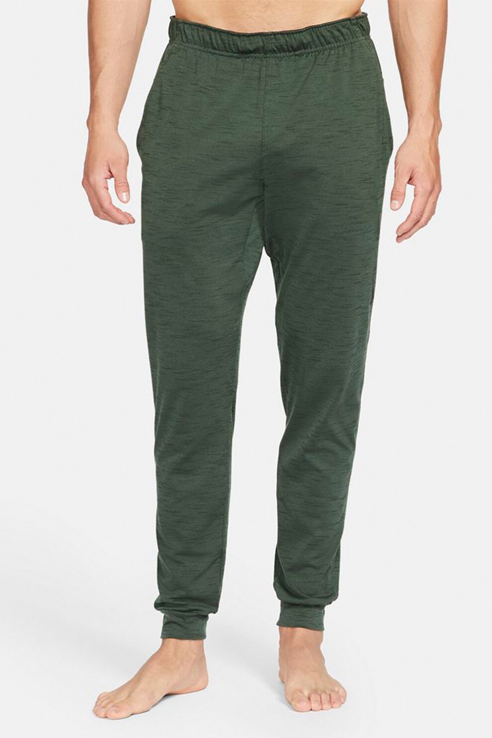 Nike, Pantaloni cu snur interior, pentru yoga Dri-Fit, Verde forest