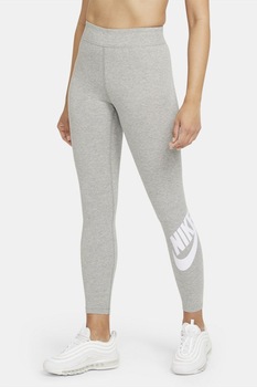 Nike, Colanti cu logo si talie inalta pentru fitness, Gri deschis Nike, Colanti cu logo si talie inalta pentru fitness, Gri deschis