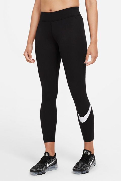 Nike, Фитнес клин с памук и лого, Черен