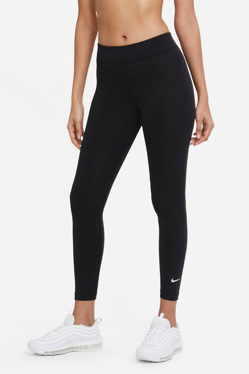 Nike, Colanti crop cu talie medie pentru fitness Essential