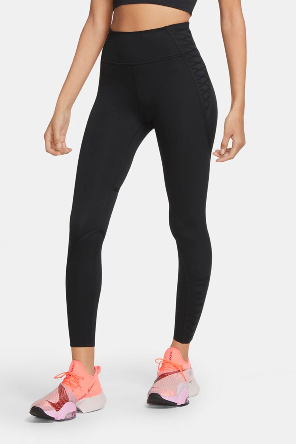 Nike, Colanti crop cu tehnologie Dri-Fit pentru fitness One Lux, Negru