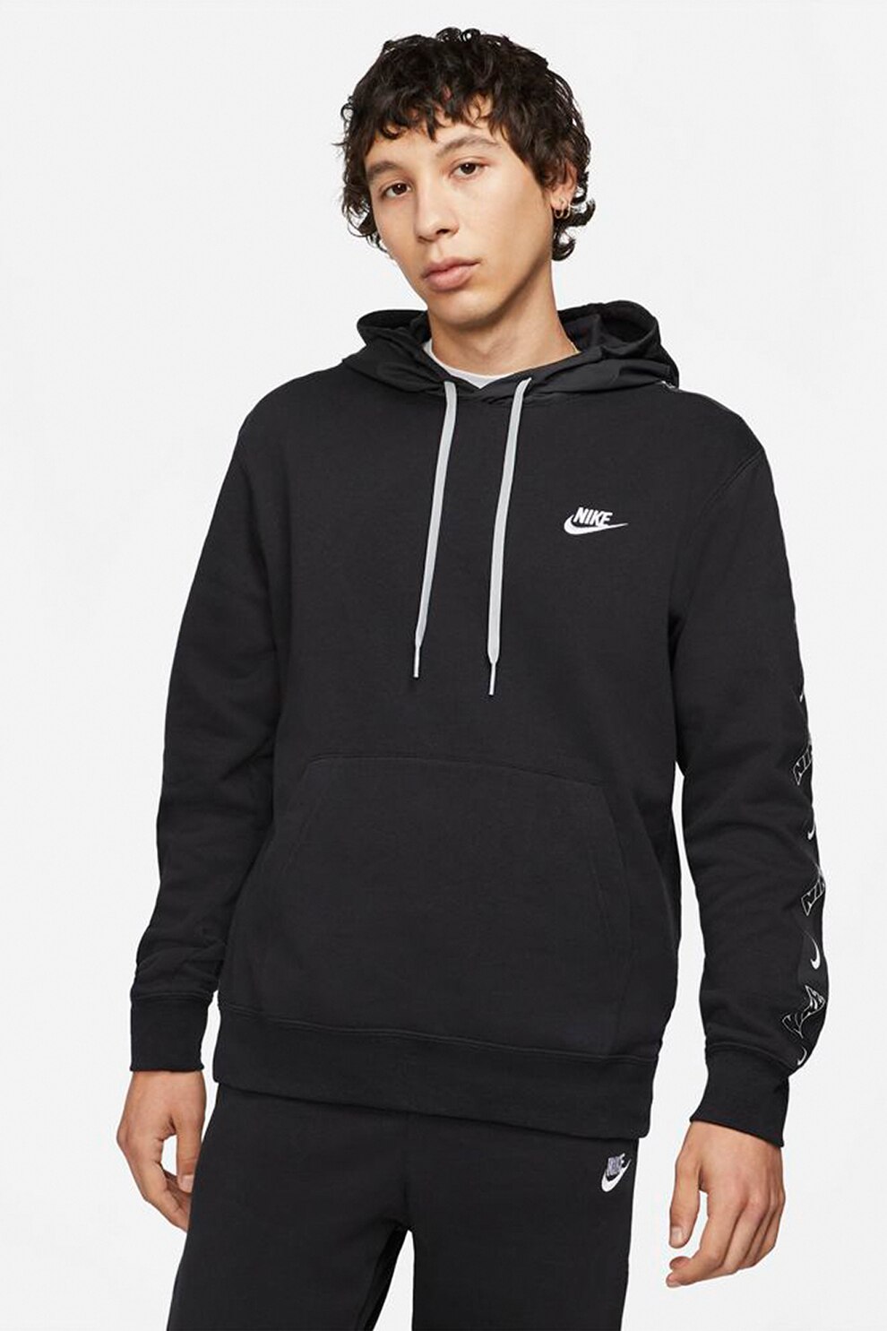 Nike, Hanorac cu buzunar kangaroo Sportswear, Negru, L