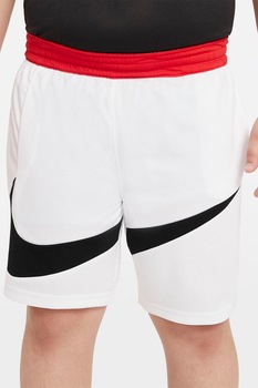 Nike, Pantaloni scurti cu tehnologie Dri-Fit si talie elastica pentru baschet, Alb/Negru/Rosu Nike, Pantaloni scurti cu tehnologie Dri-Fit si talie elastica pentru baschet, Alb/Negru/Rosu