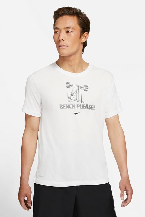 Nike, Tricou pentru fitness DFC Humor, Alb