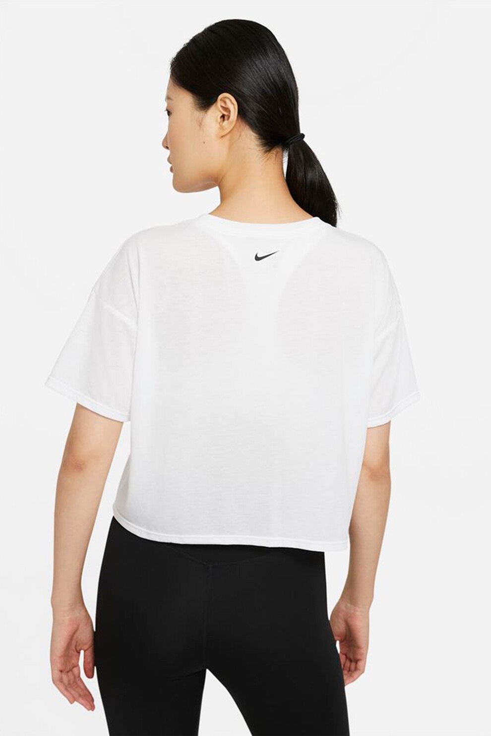 Nike, Tricou crop pentru antrenament Dri Fit, Alb, M