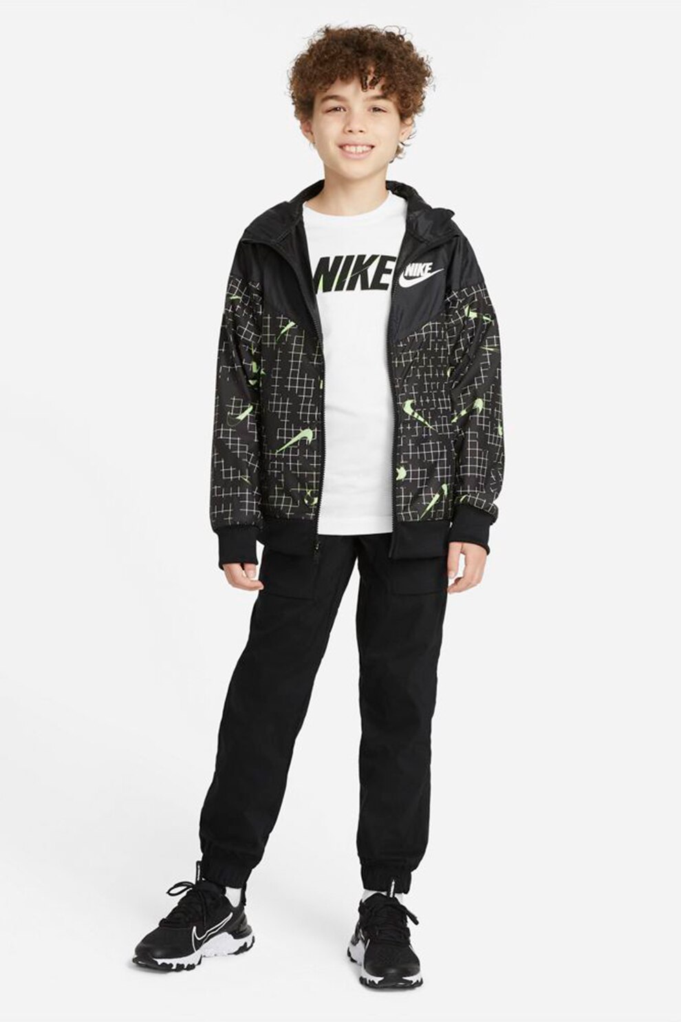 Nike, Tricou cu decolteu la baza gatului si imprimeu logo, Alb