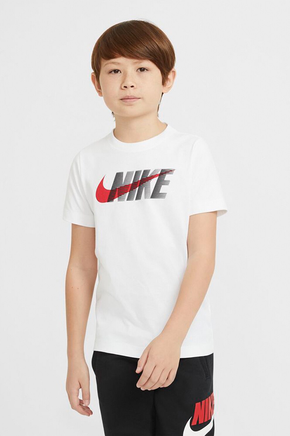 Nike, Tricou cu logo si decolteu la baza gatului Swoosh, Alb