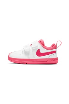 Nike, Pantofi sport de piele si piele ecologica, cu velcro, Pico 5, Alb/Roz Nike, Pantofi sport de piele si piele ecologica, cu velcro, Pico 5, Alb/Roz