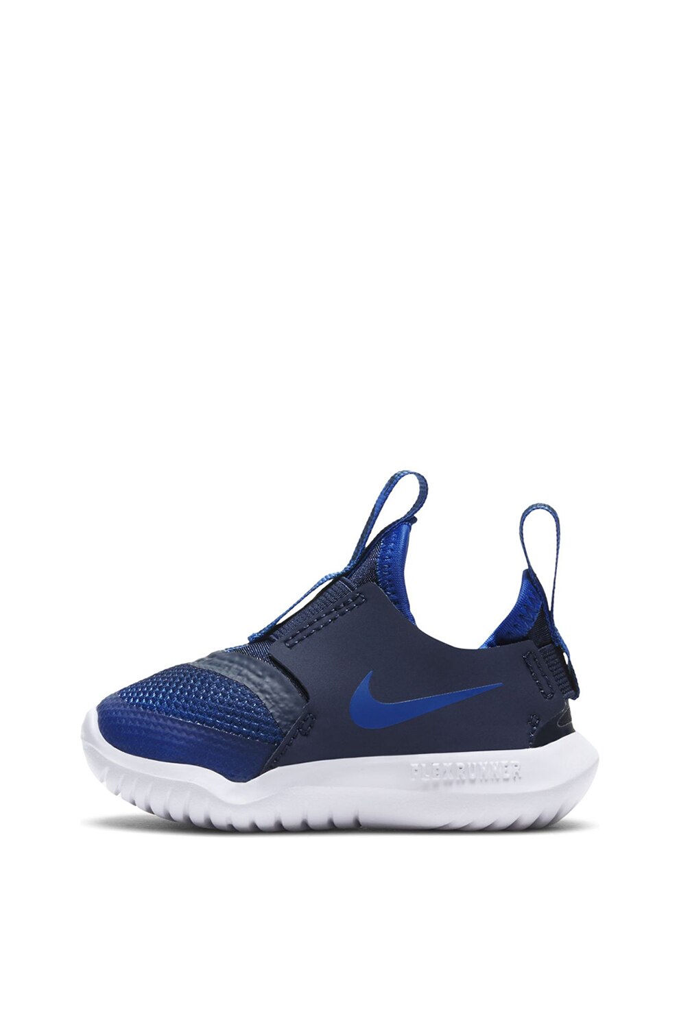 Nike, Pantofi sport slip-on cu insertii din piele Flex Runner, Bleumarin, 17 EU