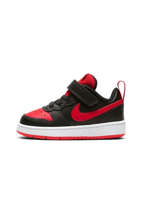 Nike, Pantofi sport din piele cu perforatii Court Borough Low 2, Rosu/Negru