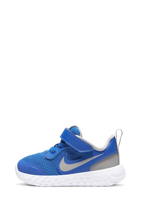 Nike, Pantofi sport texturati cu banda velcro Revolution 5, Albastru, 18.5 EU
