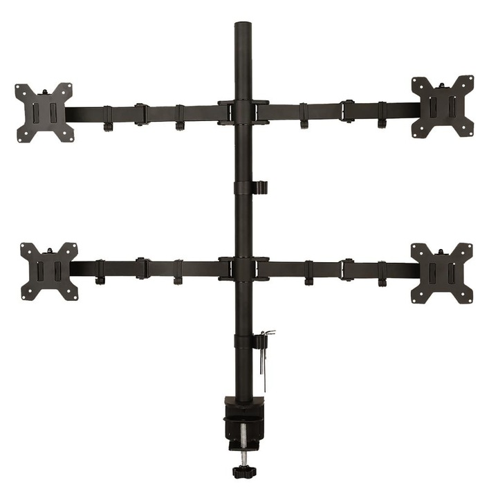 ART L-04N 13"-27" LCD телевизор/монитор с четири рамена Стойка за бюро Черен