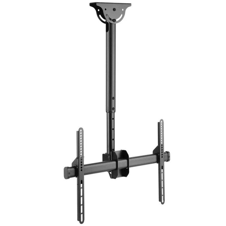 Suport TV telescopic universal de tavan Techly ICA-CPLB 946S, 37-70 inch, VESA 200x200-600x400, 50 kg, distanta tavan 560-910 mm, inclinare 0°/-25°, rotire 360°, negru