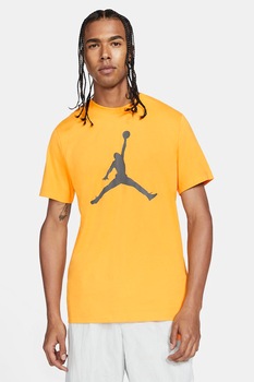 Nike, Tricou de bumbac cu imprimeu logo Jumpman, Galben sofran Nike, Tricou de bumbac cu imprimeu logo Jumpman, Galben sofran