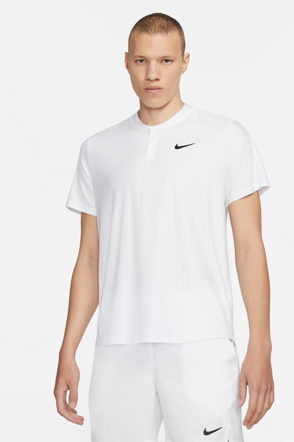 Nike, Tricou cu tehnologie DriFit si decolteu henley, pentru tenis