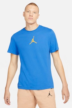 Nike, Tricou cu decolteu la baza gatului si logo Jordan Jumpman, Albastru
