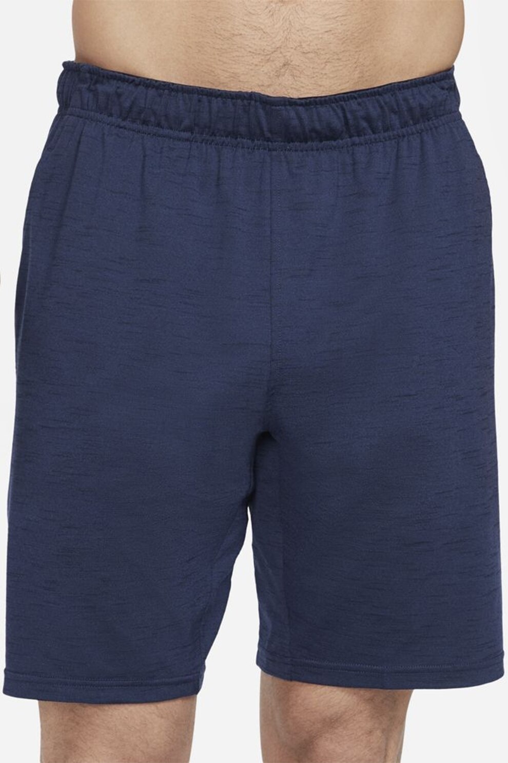 Nike, Pantaloni scurti cu banda ajustabila in talie pentru yoga Dri-Fit, Albastru inchis