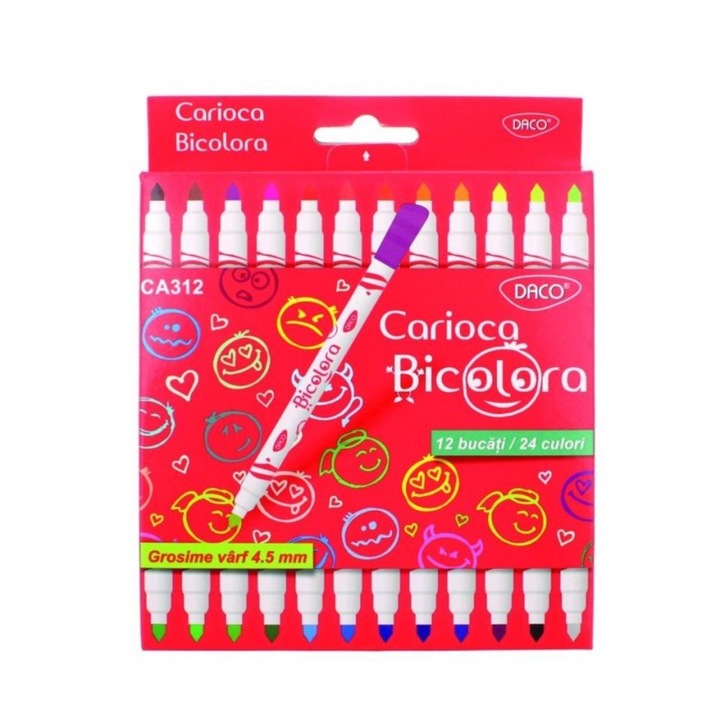 Set 12 Carioci cu Doua Capete CARIOCA, 24 Culori