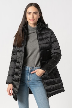 FEDERICA COSTA, Geaca lunga cu aspect matlasat, Negru FEDERICA COSTA, Geaca lunga cu aspect matlasat, Negru