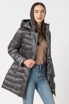 FEDERICA COSTA, Geaca lunga cu aspect matlasat, Gri inchis FEDERICA COSTA, Geaca lunga cu aspect matlasat, Gri inchis