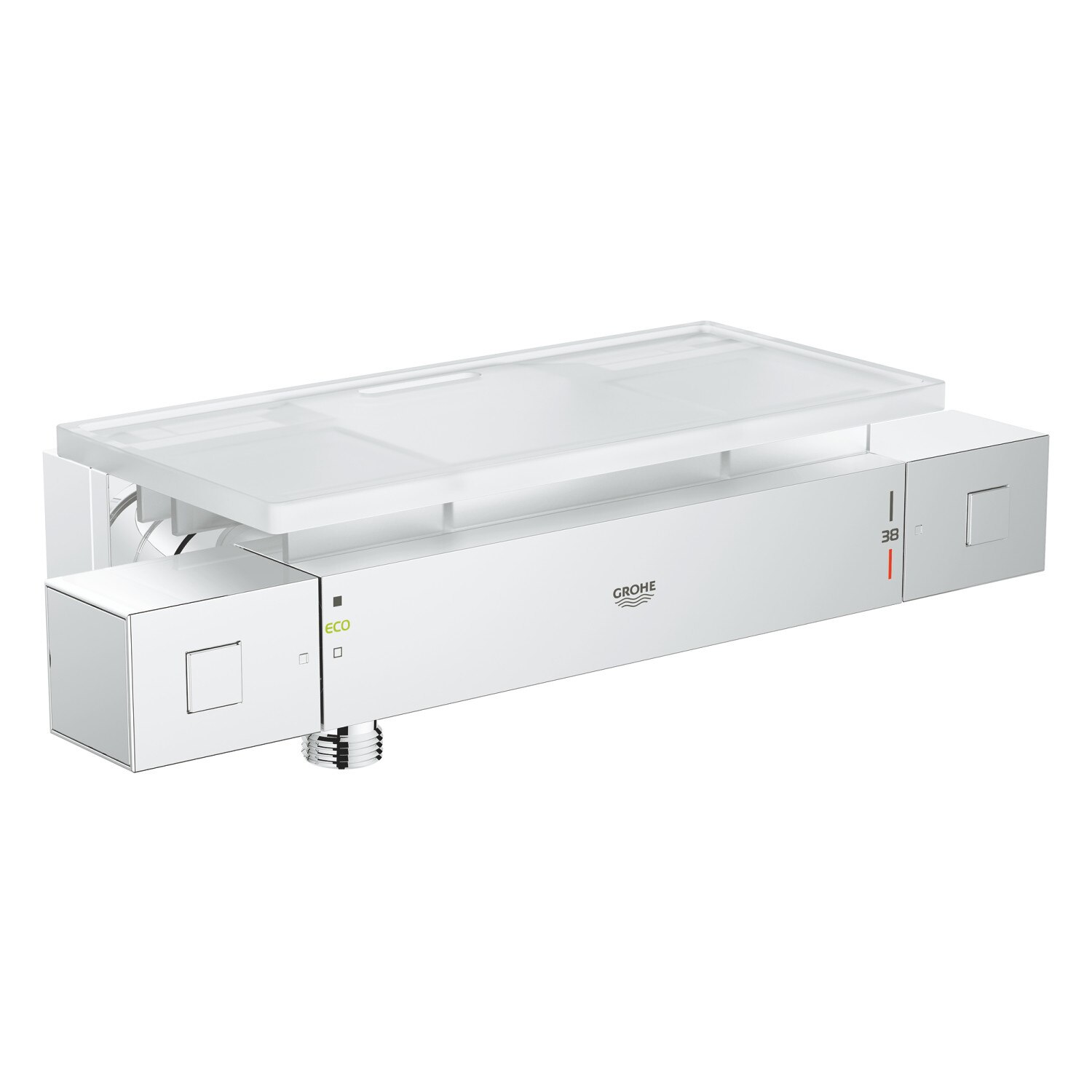 Baterie de dus Grohe Grohtherm Cube 34491000, 1/2'', aparenta, termostat, etajera, crom