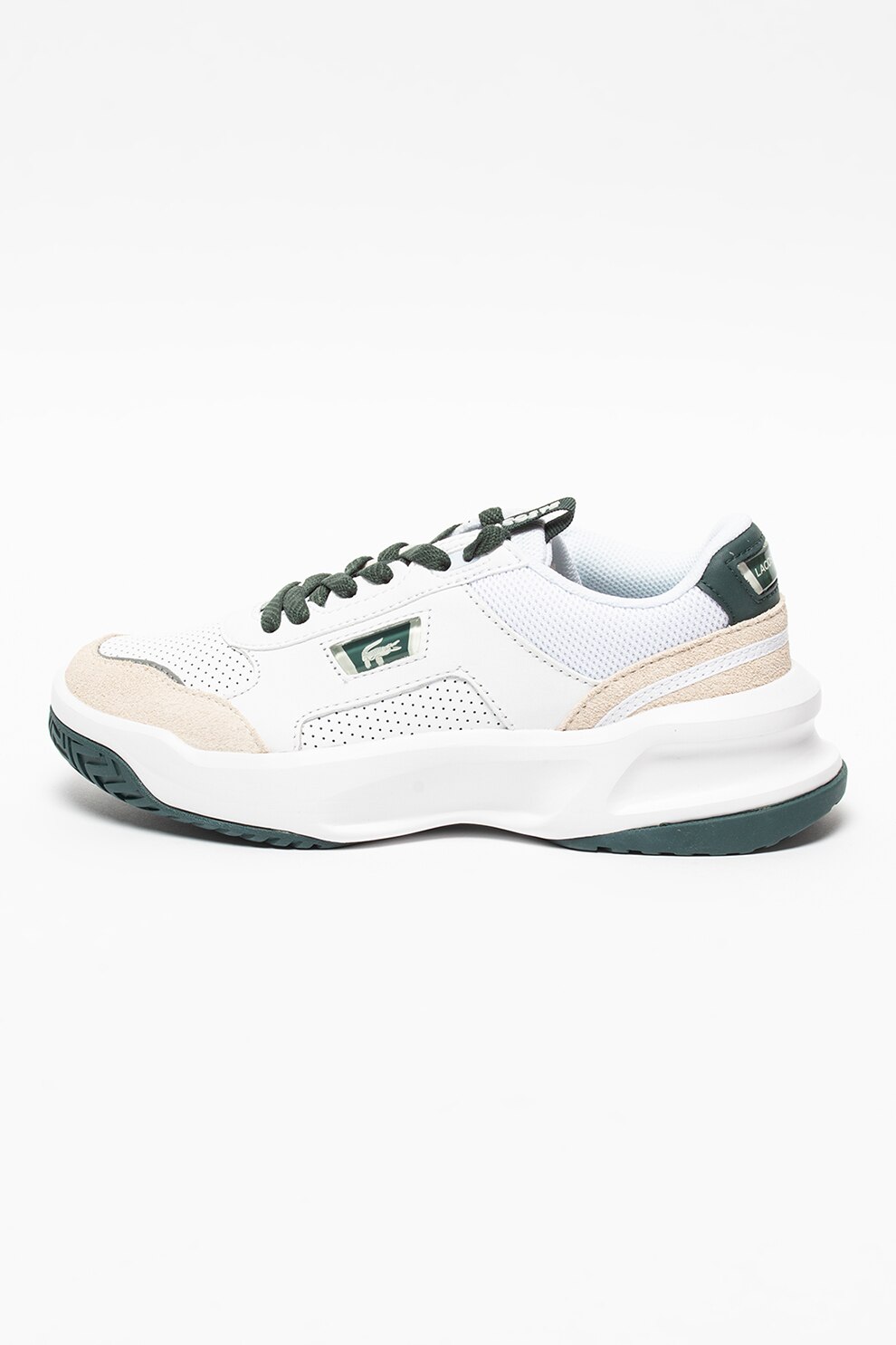 Lacoste, Pantofi sport de piele ecologica cu insertii de material textil Ace Lift