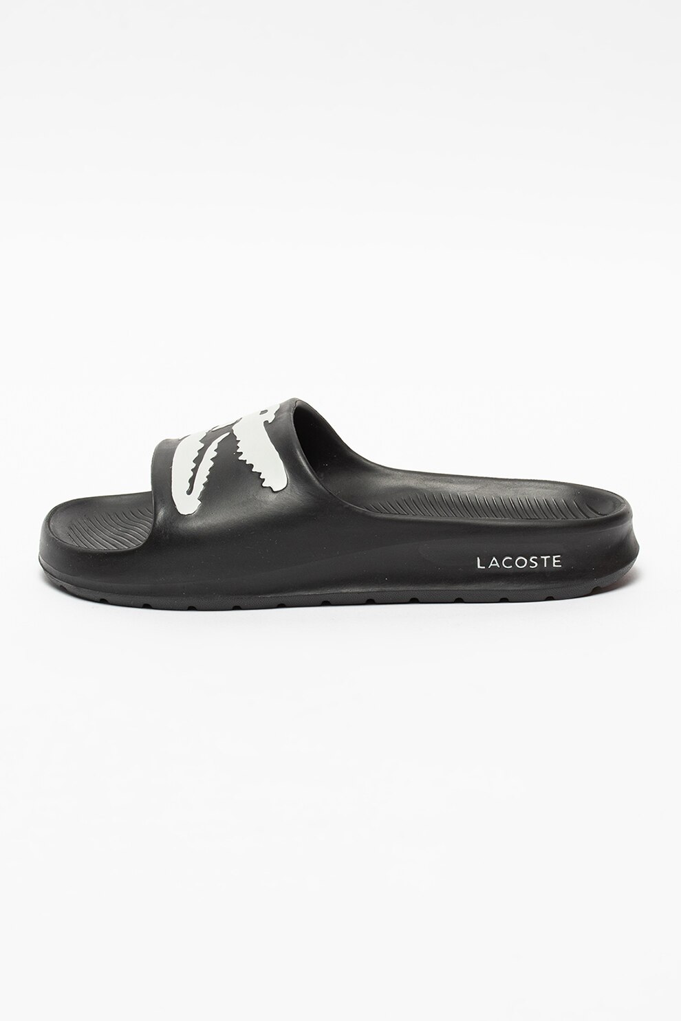 Lacoste, Papuci cu imprimeu logo Croco 2.0, Negru/Gri deschis, 35.5