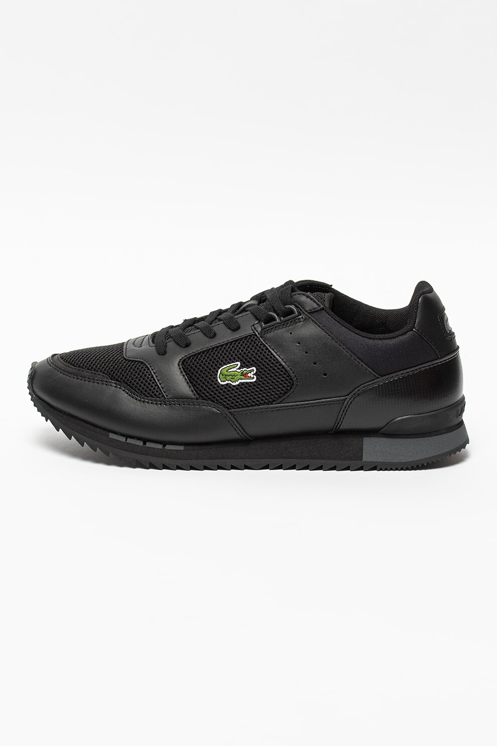 Lacoste, Pantofi sport cu insertii de piele Partner Piste, Negru, 41