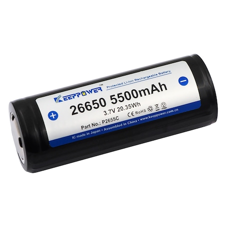Acumulator KeepPower ICR 26650-550PCM 3.7V 5500mAh Li-Ion, 10A, cu protectie PCB