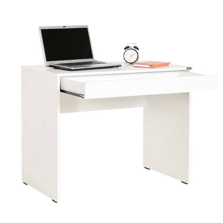 Adore íróasztal, fiókkal, fehér gyémánt,fényes fehér színű, 90x75x55 cm