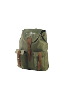 Stinger - hátizsák, két zsebbel, nagy vízhatlan, bőr pántokkal és fém csattal, 30 literes, zöld