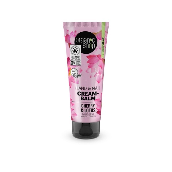 Organic Shop kéz- és körömápoló balzsam, bio cseresznye és lótusz, 75ml