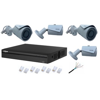 Kit profesional 4 camere supraveghere exterior, 2MP, IP cu PoE + NVR 4 canale 8MP, 4 porturi PoE + Cablu + Mufe Kit profesional 4 camere supraveghere exterior, 2MP, IP cu PoE + NVR 4 canale 8MP, 4 porturi PoE + Cablu + Mufe