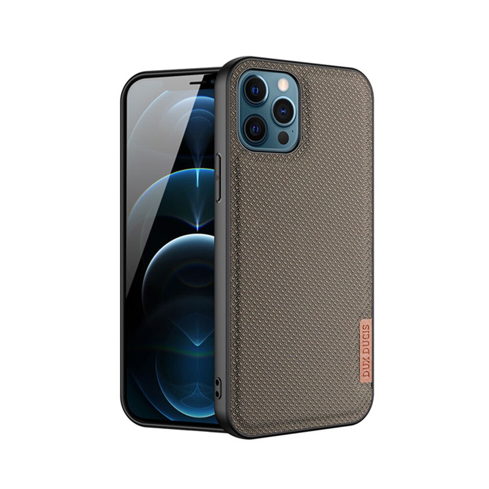 Husa DuxDucis Premium Woven Fabric TPU Frame Protect Slim pentru iPhone 12 / iPhone 12 Pro, Kaki