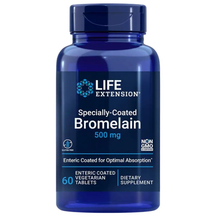 Life Extension, Specially-Coated Bromelain étrendkiegészítő, 60 tabletta