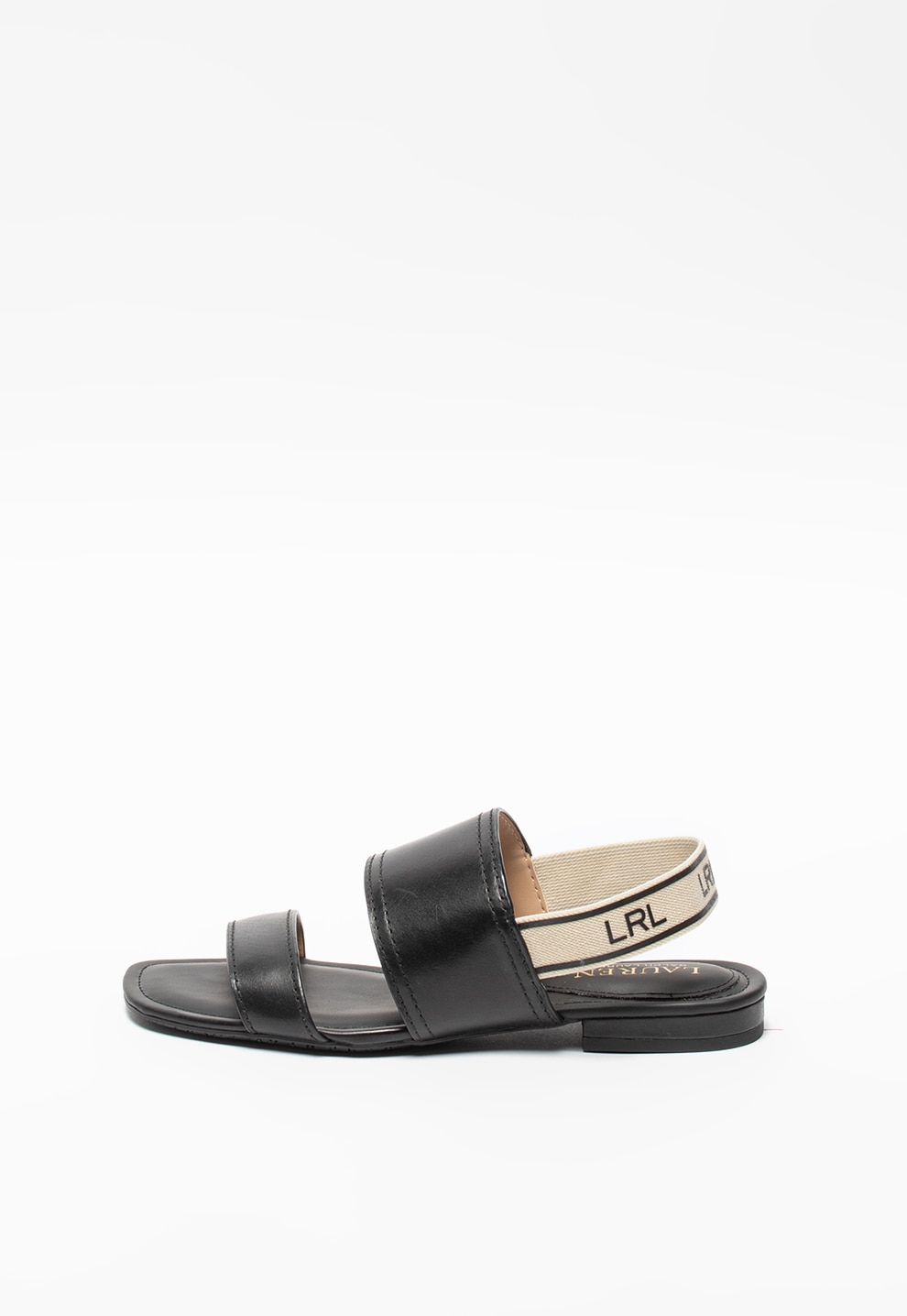 Lauren Ralph Lauren, Sandale slingback de piele cu bareta logo Karter, Negru, 37