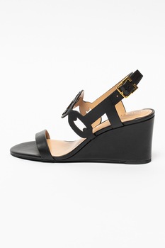 Lauren Ralph Lauren, Sandale de piele cu talpa wedge Amilea, Negru, 36 Lauren Ralph Lauren, Sandale de piele cu talpa wedge Amilea, Negru, 36