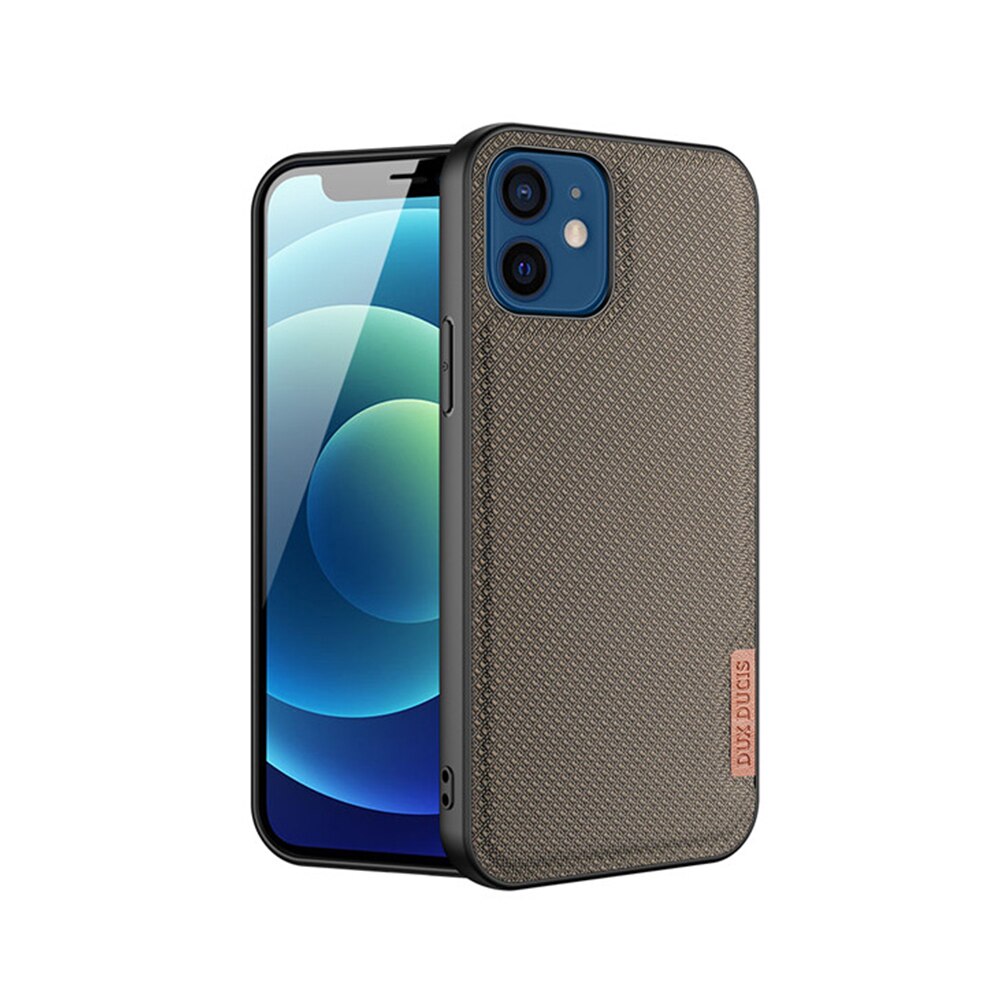 Husa DuxDucis Premium Woven Fabric TPU Frame Protect Slim pentru iPhone 12 Mini, Kaki