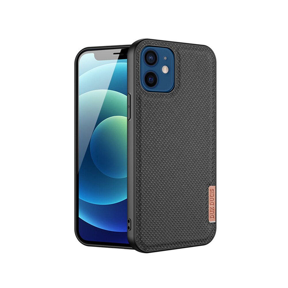 Husa DuxDucis Premium Woven Fabric TPU Frame Protect Slim pentru iPhone 12 Mini, Negru