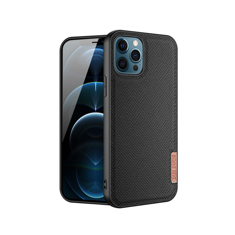Husa DuxDucis Premium Woven Fabric TPU Frame Protect Slim pentru iPhone 12 / iPhone 12 Pro, Negru